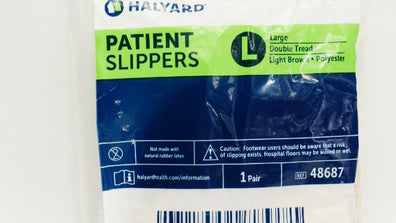 Halyard 48687  Patient Slippers, Large, Double Tread, Light Brown, Polyester